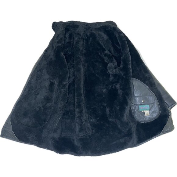 KENZO Women’s Genuine Leather SHEARLING LEATHER JACKET Coat Black Small EU 38 - Picture 4 of 10
